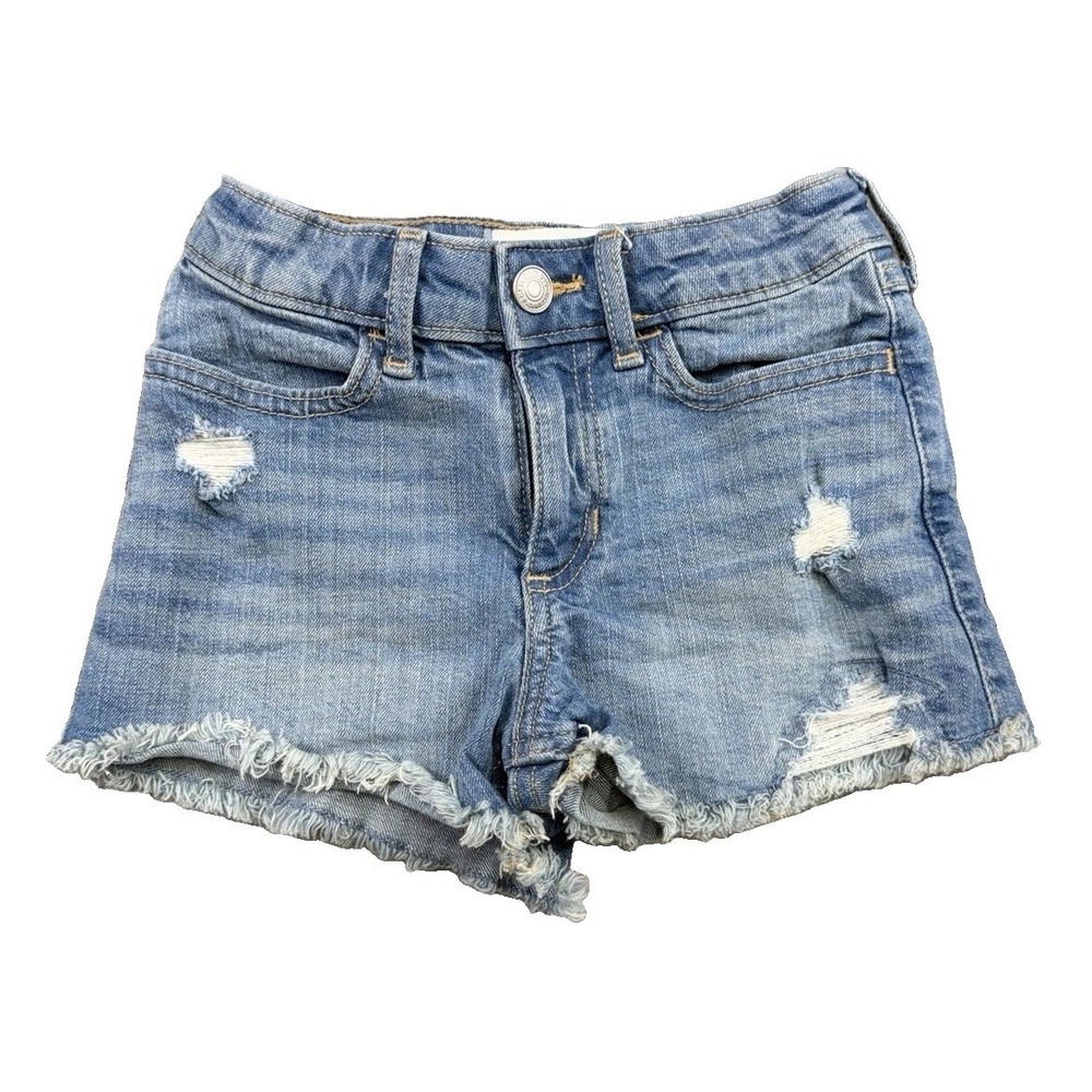 Abercrombie Girls High Rise Relaxed Denim Cut-Off Shorts Size 5/6 Summer Preppy